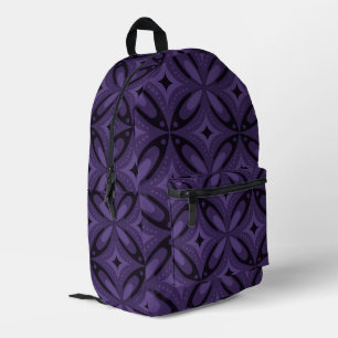 Sac À Dos Imprimé Motif Rétro de Couleur Violet Foncé