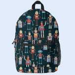 Sac À Dos Imprimé Motif robotique rétro<br><div class="desc">Motif robot retro amusant des années 1950. Art original de Nic Squirrell.</div>
