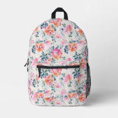 Sac À Dos Imprimé Motif rose et Turquoise (Recto)