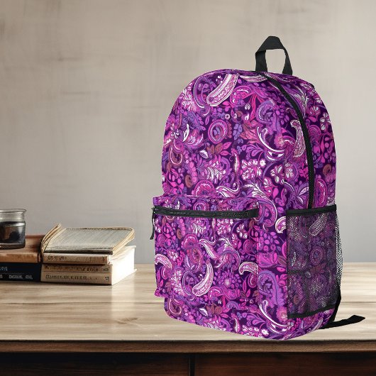Sac À Dos Imprimé Motif rose violet Paisley