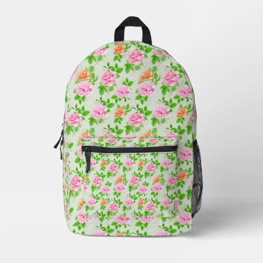 Sac À Dos Imprimé Motif Roses Roses Fleurs (Recto)