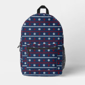 Sac À Dos Imprimé Motif Rouge Blanc Et Bleu Océan (Recto)