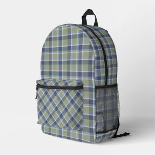 Sac À Dos Imprimé Motif Sage vert et bleu Plaid
