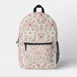 Sac À Dos Imprimé Motif sans couture à la crème florale rose avec du