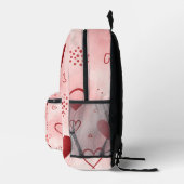 Sac À Dos Imprimé Motif sans couture à l'aquarelle Cœur Rouge (Droite)