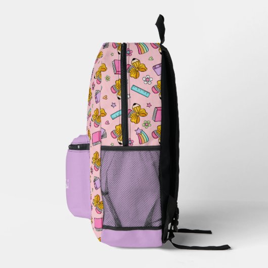 Sac À Dos Imprimé Motif scolaire personnalisé rose et violet (Droite)