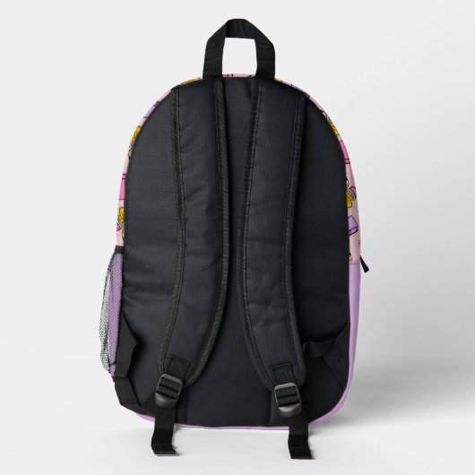 Sac À Dos Imprimé Motif scolaire personnalisé rose et violet (Verso)