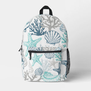 Sac À Dos Imprimé Motif Seashell Starfish Bleu Et Turquoise