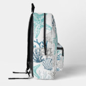 Sac À Dos Imprimé Motif Seashell Starfish Bleu Et Turquoise (Gauche)