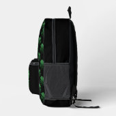 Sac À Dos Imprimé Motif Shamrock brillant vert foncé sur noir (Droite)