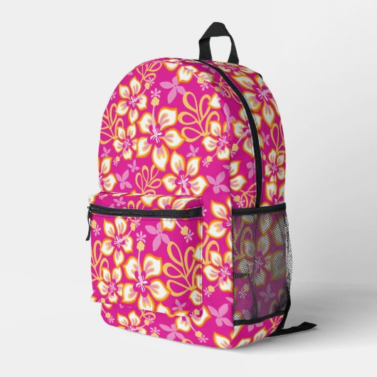 Sac À Dos Imprimé Motif SURF JUNGLE EN ROSE CHAUDE (Coin arrière droit)