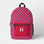 Sac À Dos Imprimé Motif Tartan élégant Monogramme rouge (Recto)