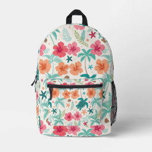 Sac À Dos Imprimé Motif Tortue de Mer Tropicale Hibiscus Palmier &