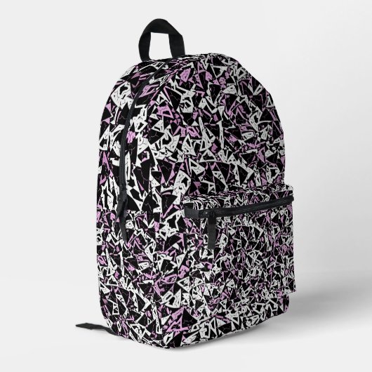 Sac À Dos Imprimé Motif Triangle Noir Violet (Coin arrière gauche)