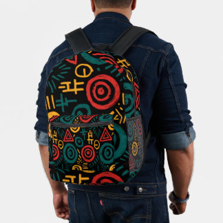 Sac À Dos Imprimé Motif tribal afro coloré abstrait