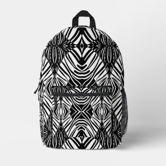 Sac À Dos Imprimé Motif tribal noir blanc (Recto)