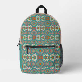 Sac À Dos Imprimé Motif Tribal Sud-Ouest Turquoise Orange