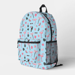 Sac À Dos Imprimé Motif tropical d'été rose et bleu