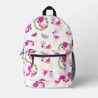 Motif tropical, Flamants roses, pastèques, Fleurs