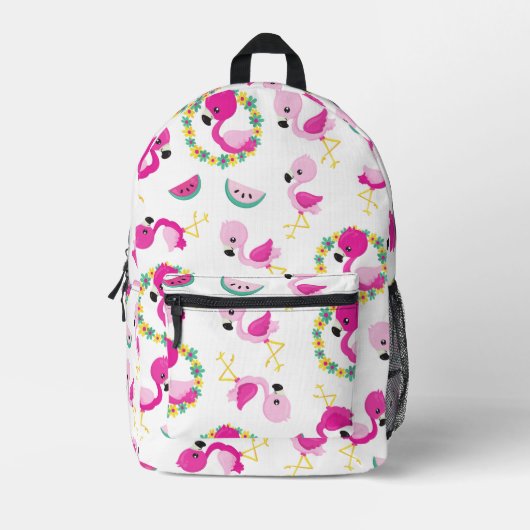 Sac À Dos Imprimé Motif tropical, Flamants roses, pastèques, Fleurs (Recto)