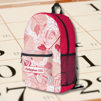 Sac À Dos Imprimé Motif Vintage rose chaud avec verse biblique