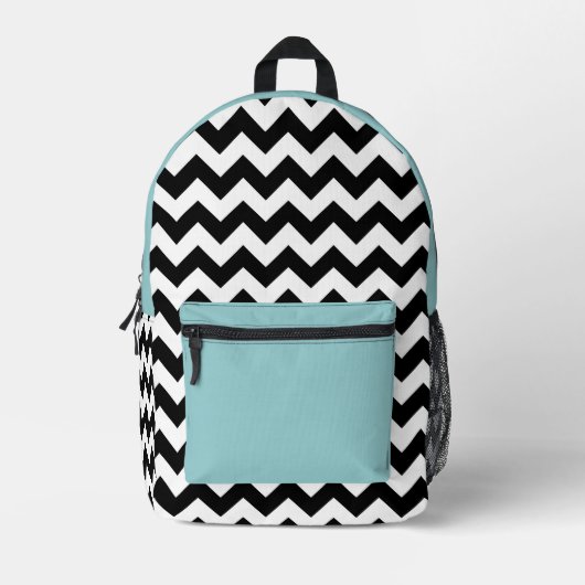 Sac À Dos Imprimé Motif Zigzag noir et blanc, Chevron, Bleu (Recto)