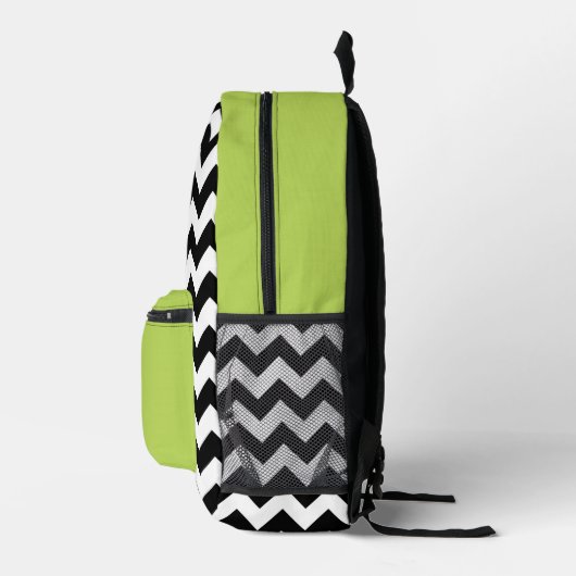 Sac À Dos Imprimé Motif Zigzag noir et blanc, Chevron, Vert (Droite)