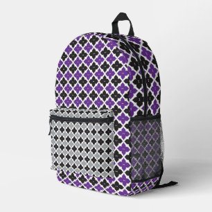 SAC À DOS IMPRIMÉ MOTIFS FLORAUX DE DIAMANT BLANC BLEU GRAS PURPLE