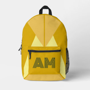 Sac À Dos Imprimé Moutarde Gras et Monogramme Géométrique au Charbon