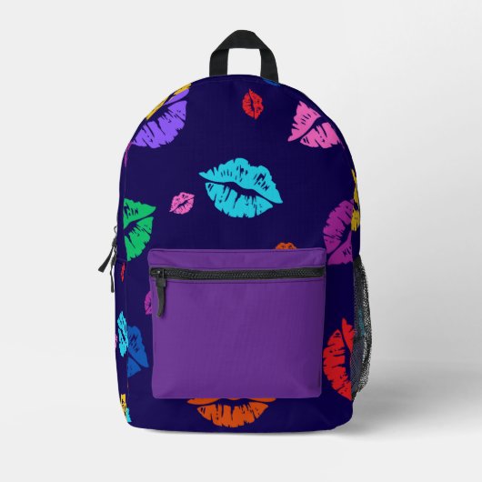 Sac À Dos Imprimé Multi-colored Lip Print Backpack (Recto)