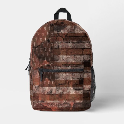 Sac À Dos Imprimé Mur de briques du drapeau américain (Recto)