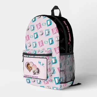 Sac À Dos Imprimé musique K-pop hallyu fan noir bleu rose deux photo