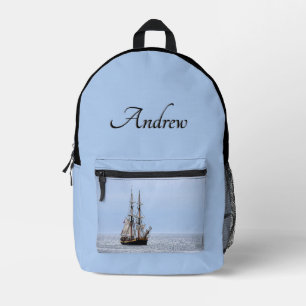 Sac À Dos Imprimé Nautical Schooner Blue Ciel personnel