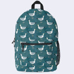 Sac À Dos Imprimé Nautique Seagull<br><div class="desc">Un troupeau de mouettes cheeky sur un arrière - plan vert turquoise. Art original de Nic Squirrell.</div>