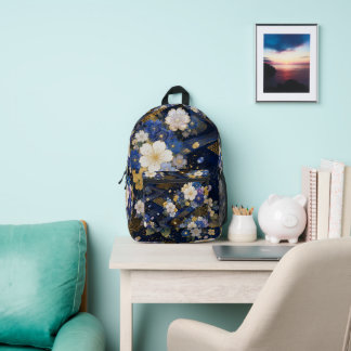 Sac À Dos Imprimé Navy Blue Japanese Sakura Kimono Backpack