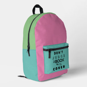 Sac À Dos Imprimé "Ne jugez pas un livre par sa couverture" Pink Blu