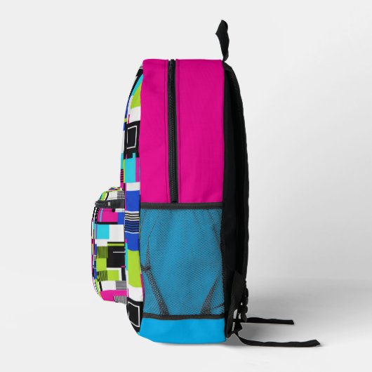 Sac À Dos Imprimé Neon Glitch Geometric Aesthetic Backpack (Droite)