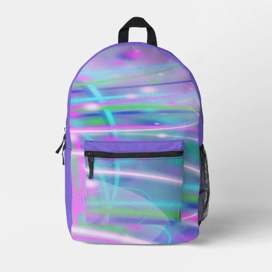 Sac À Dos Imprimé Neon rose Turquoise violet Abstrait (Recto)