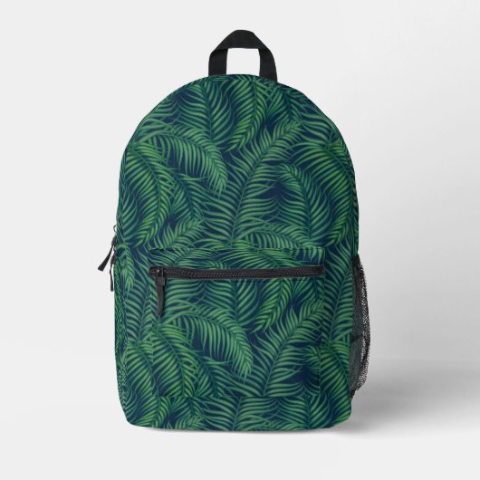 Sac À Dos Imprimé Night Green Tropical Palm Feuille Motif (Recto)
