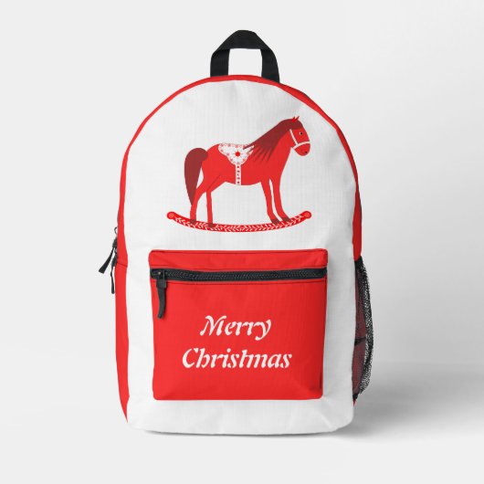 Sac À Dos Imprimé Noël scandinave Cheval Rocse Custom (Recto)