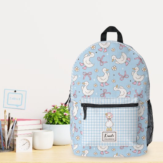 Sac À Dos Imprimé Nœud Rose Coquette Canard Fou Nom de Script Person