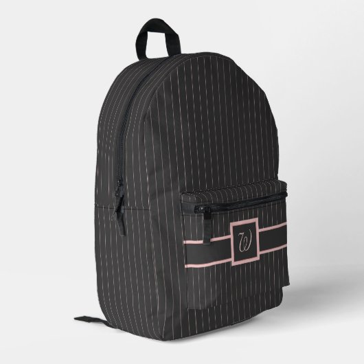 Sac À Dos Imprimé Noir avec des rayures roses (Coin arrière gauche)