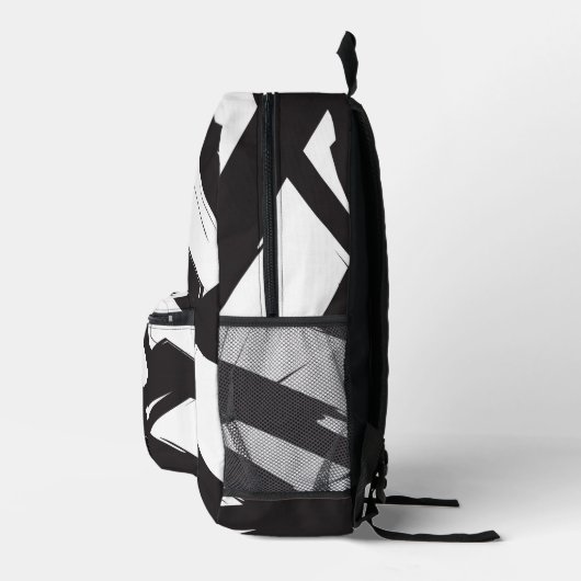 Sac À Dos Imprimé Noir & blanc Ligne d'Art Abstrait moderne Nom pers (Droite)