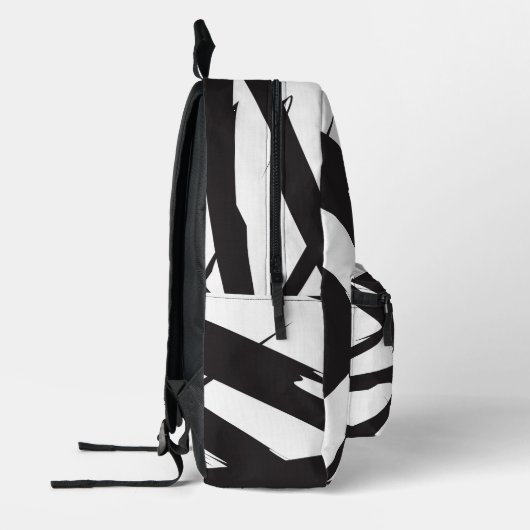 Sac À Dos Imprimé Noir & blanc Ligne d'Art Abstrait moderne Nom pers (Gauche)