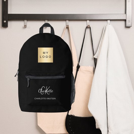 Sac À Dos Imprimé Noir blanc monogramme initiales nom commercial log