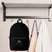 Sac À Dos Imprimé Noir blanc nom monogramme initiales