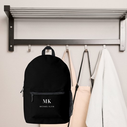Sac À Dos Imprimé Noir blanc nom monogramme initiales