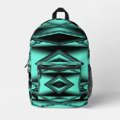 Sac À Dos Imprimé Noir Blanc Turquoise Ombre Art Abstrait moderne (Recto)