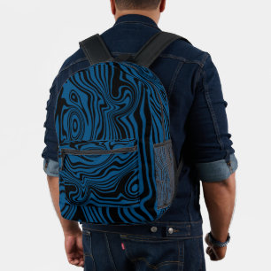 Sac à dos imprimé noir bleu Vagues - Votre couleur