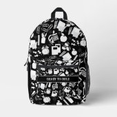 Sac À Dos Imprimé noir et blanc Fournitures scolaires Motif (Recto)